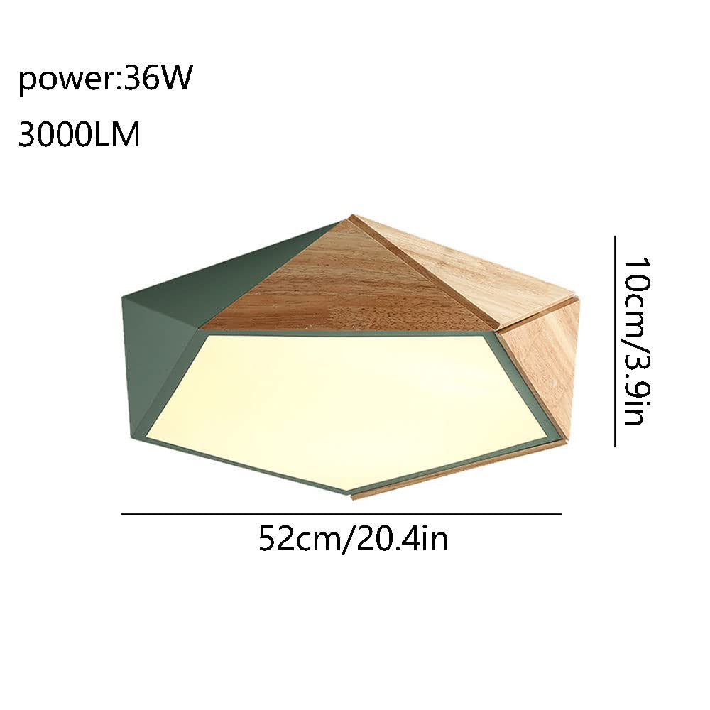 Wooden Decoration LED Ceiling Light - 36W 3000LM Warm White 3000K Recessed Flush Mount Light Fixture for Home, Kids Bedroom, Restaurant & Indoor Use | Energy Efficient Modern Lighting Solution