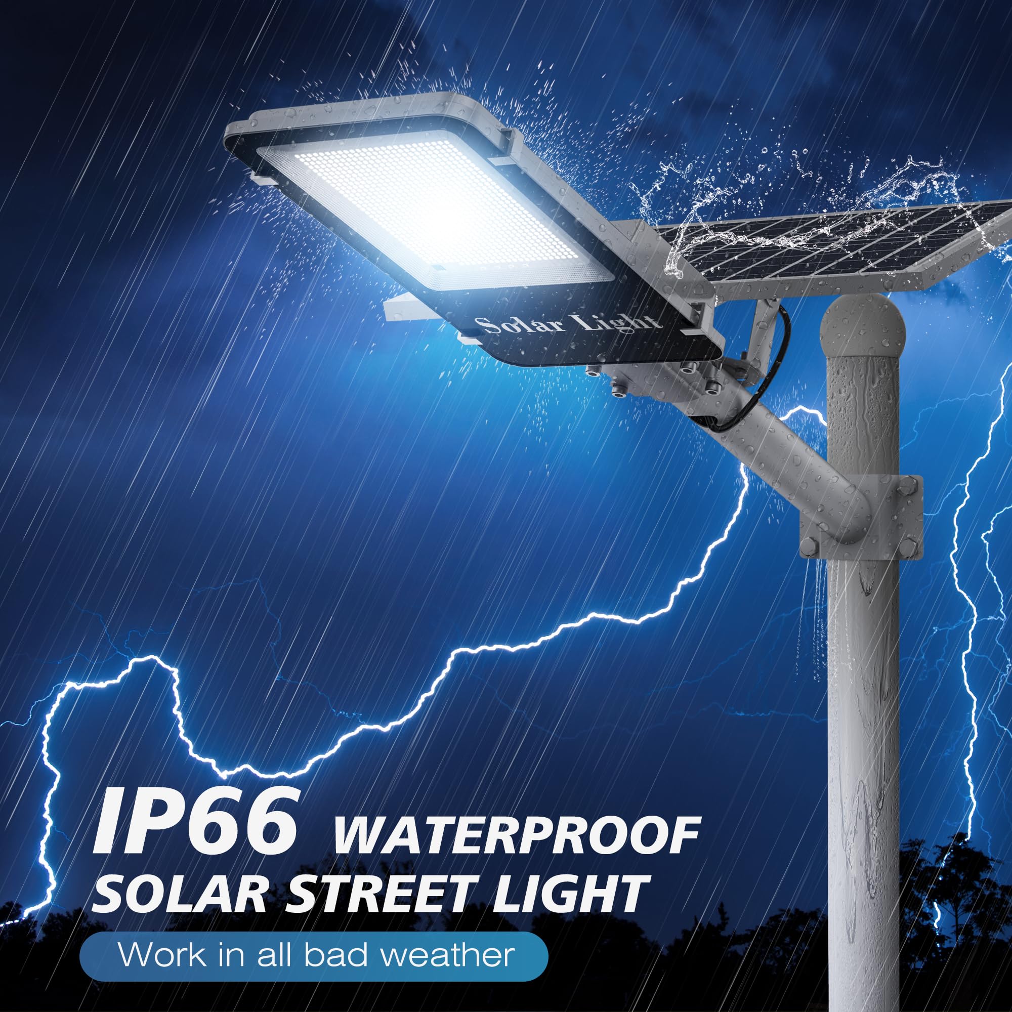 Sunwish 6000W Solar Street Lights Outdoor - 6500K LED Solar Lights for Parking Lots, Commercial Areas & Yards | IP66 Waterproof, High Brightness, Dusk to Dawn Lighting | Perfect for Pathways, Driveways & Security Lighting