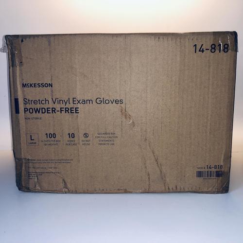 McKesson 14 818 Vinyl Exam Gloves - Non-Sterile, Powder-Free, Large (1000 Count) - Ideal for Medical Checkups, Dental Visits & Food Handling