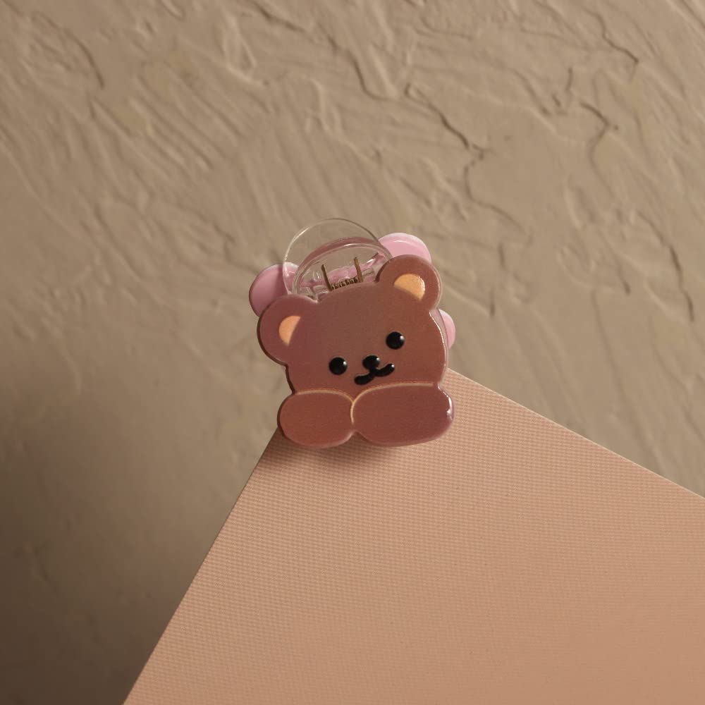 Cute Cartoon Bear Hair Clips for Women - Korean Style Small Bear Barrette, Side Bangs Hair Pins & Claws (Maroon) - Perfect for School, Work, Parties & Daily Styling