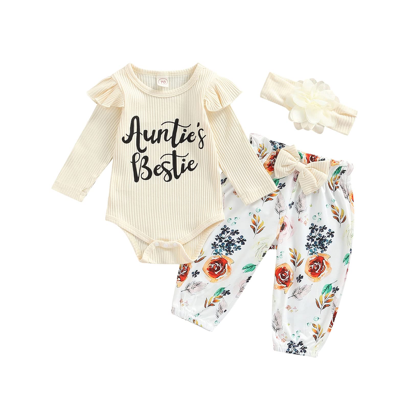 **Auntie Baby Girl Clothes - Newborn Outfits Short Sets with Ribbed Romper & Floral Shorts | Cute Summer Outfits for Baby Girls, Photo Shoots & Playtime**