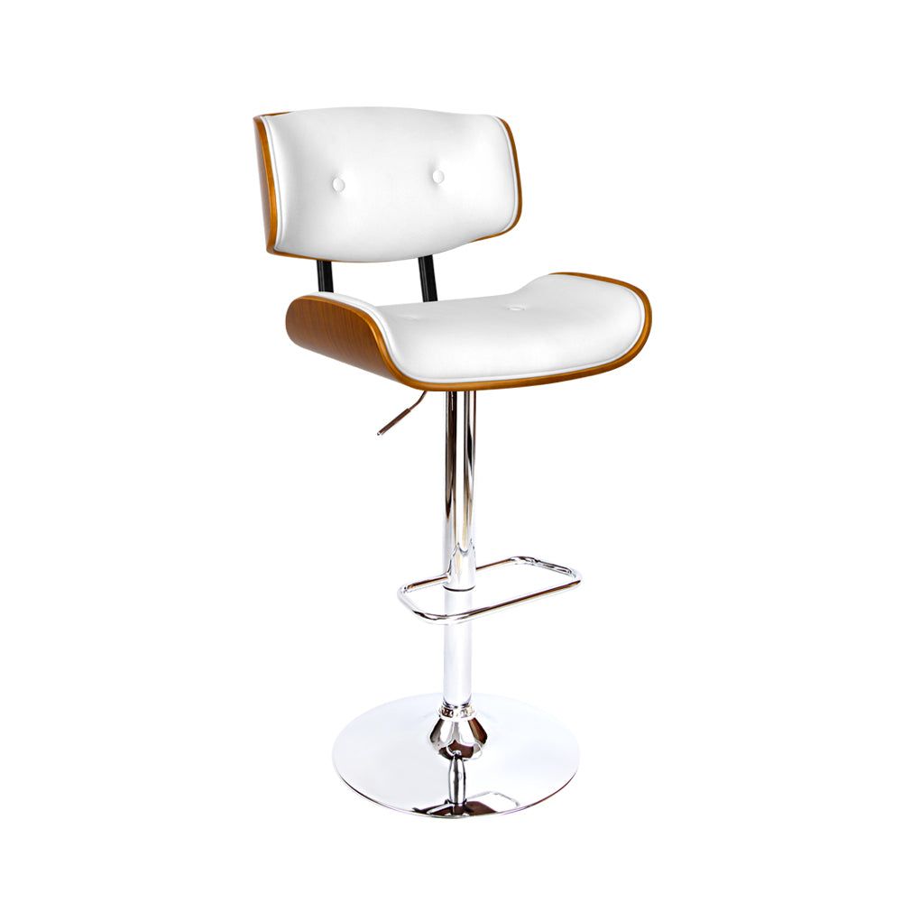 Adjustable Height Bar Stools with Gas Lift Mechanism - Premium White Leather Counter Stools for Kitchen Island, Dining Room & Home Bar