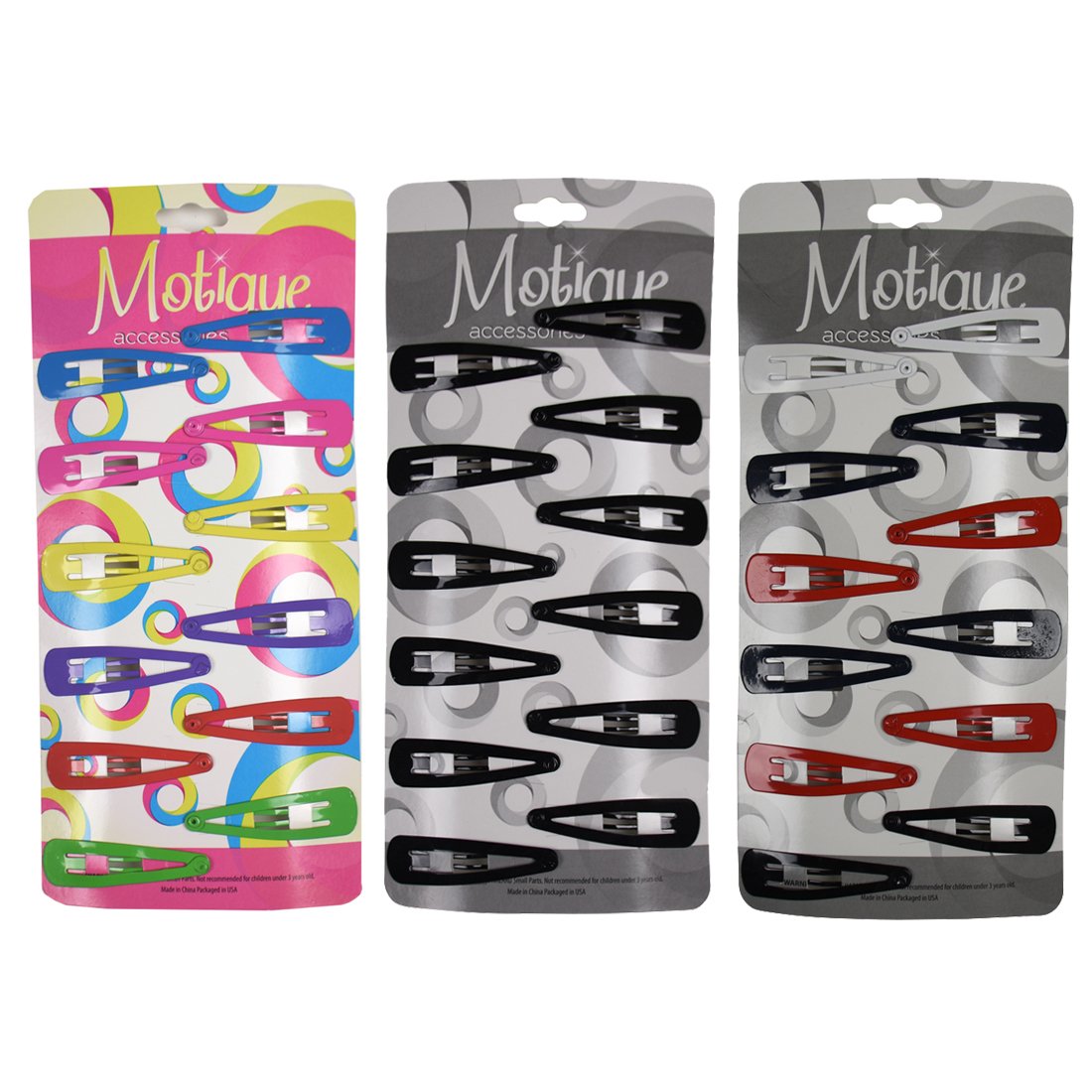 12 Pack Multi-Colored Snap Clips - Set of 3 for Hair Styling, Crafting, and Office Organization