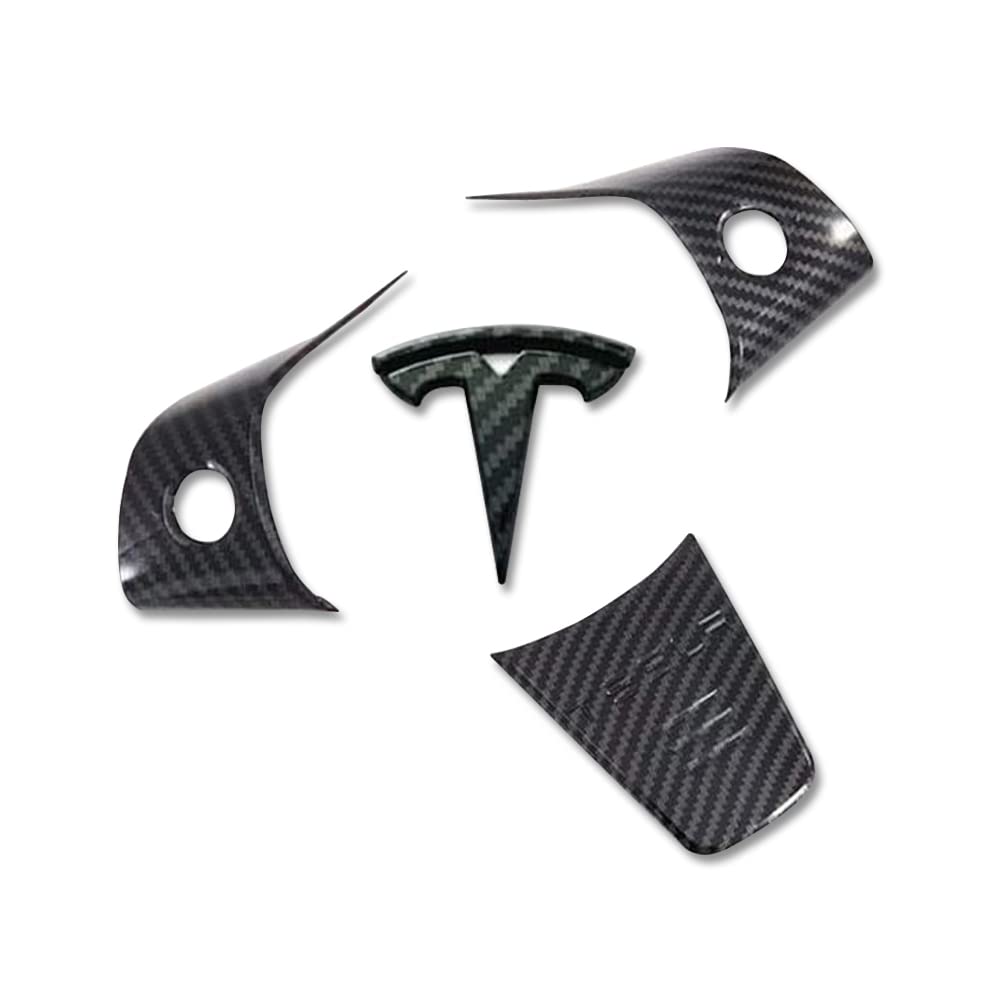 Premium Tesla Steering Wheel Cover with T Logo - Compatible with Model 3 & Model Y - Glossy Carbon Fiber Design for Enhanced Grip & Style | Perfect for Daily Commute & Road Trips