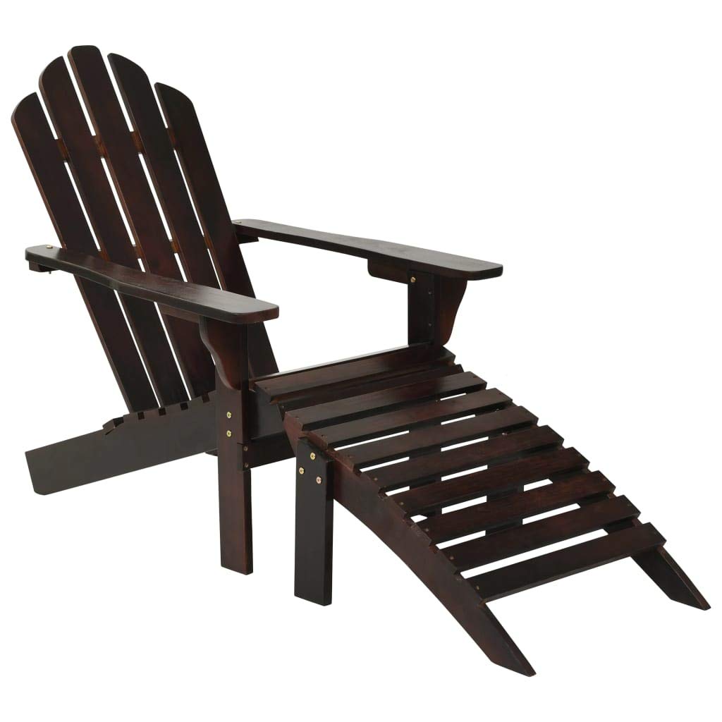 Premium Wooden Adirondack Chair with Ottoman - Brown Reclining Lounge Deck Chair for Patio, Porch, Garden & Outdoor Relaxation | 27.8” x 37.8” x 36.2” | Perfect for Backyard, Poolside & Sunset Lounging