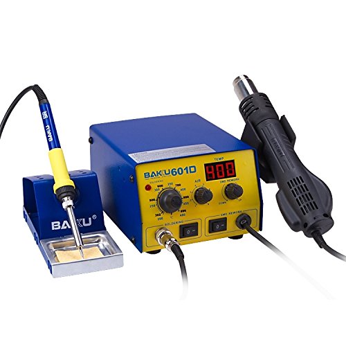 BK-601D 2-in-1 Hot Air Gun and Soldering Iron Station with LED Display - 220V AC Power for Electronics Repair, DIY Projects, and Jewelry Making