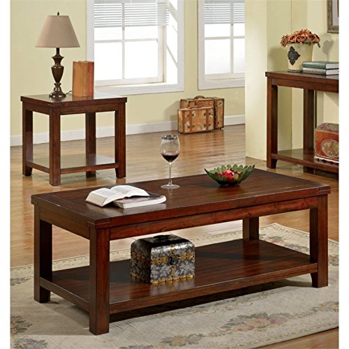 BOWERY HILL 2-Piece Dark Cherry Coffee Table Set - Modern Living Room Furniture for Small Spaces, Home Decor & Entertainment Areas