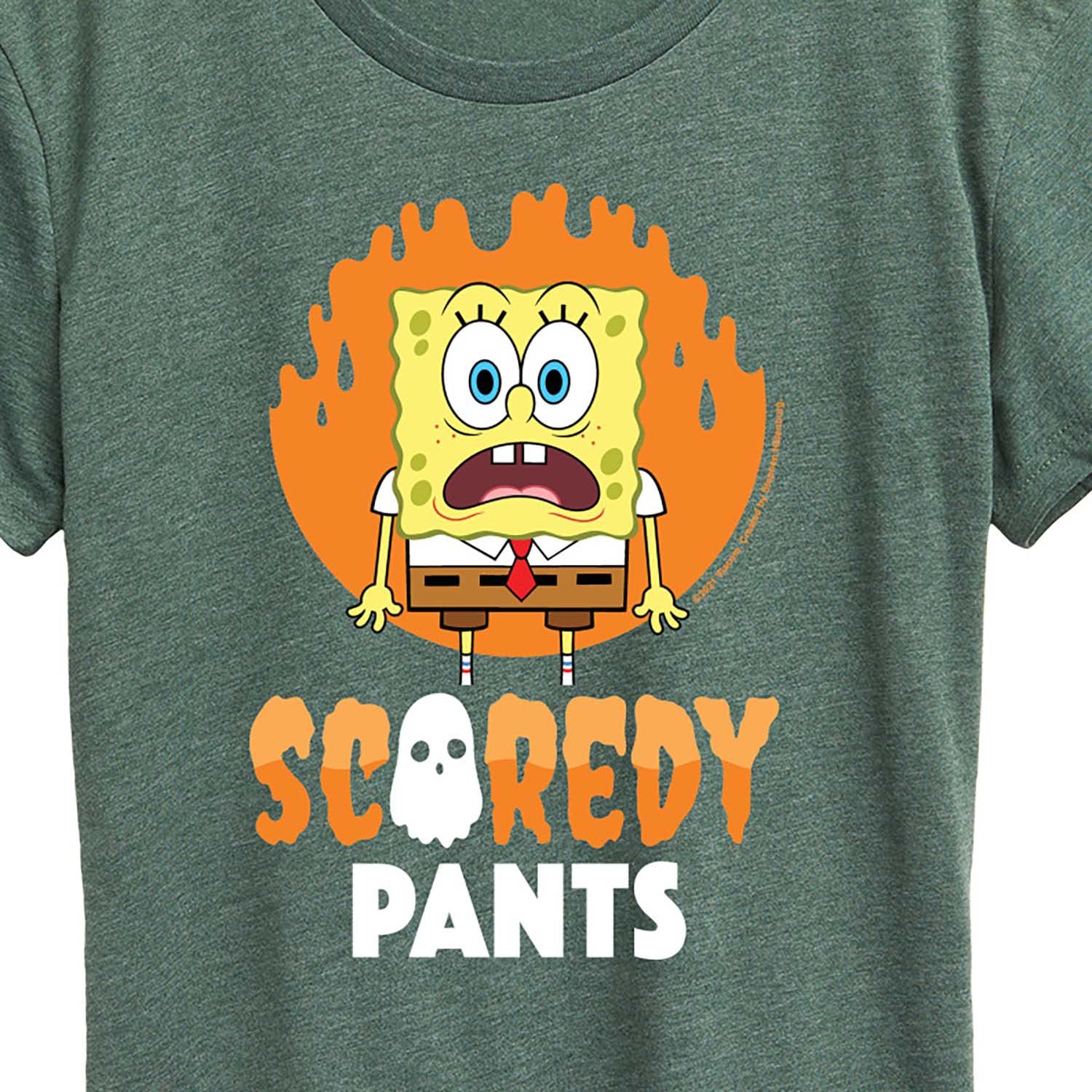 Spongebob Squarepants Scaredy Pants Women's Short Sleeve Graphic T-Shirt - HYBRID APPAREL - Funny Cartoon Tee for Casual Wear, Cosplay & Gifts