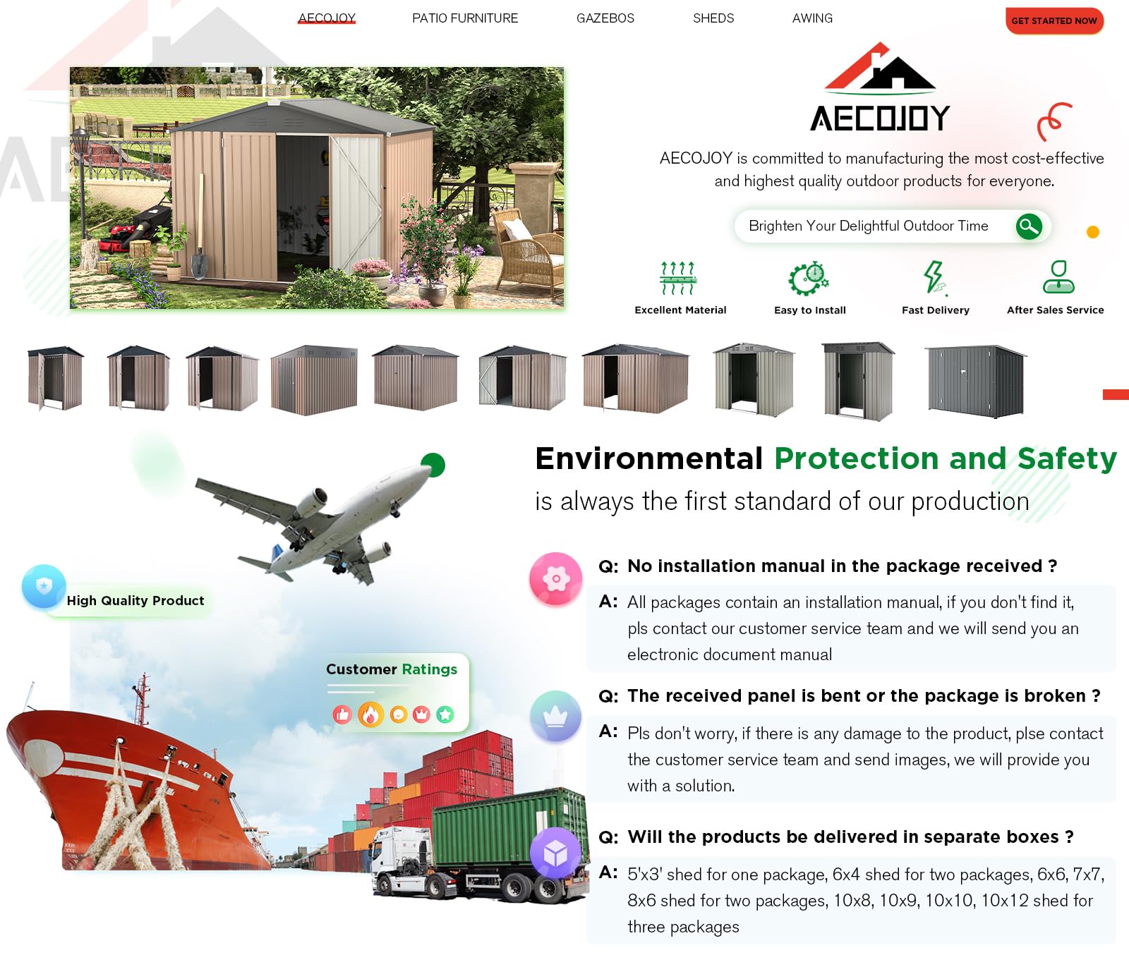 AECOJOY 8' x 6' Outdoor Metal Storage Shed - 53 Sq.Ft Steel Garden Shed with Lockable Doors | Weather-Resistant Utility & Tool Storage for Backyard, Patio, Garage Organization | Perfect for Lawn Equipment, Gardening Tools & Seasonal Items