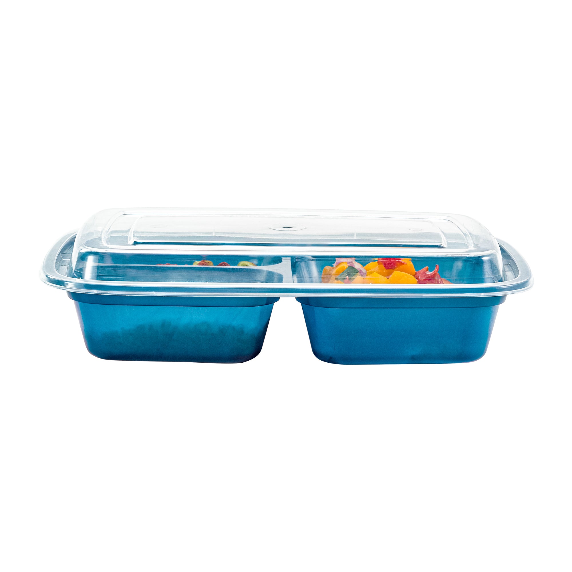 Asporto 26 oz 3-Compartment Plastic Food Storage Containers with Clear Lids - Microwave Safe, BPA Free (8.75