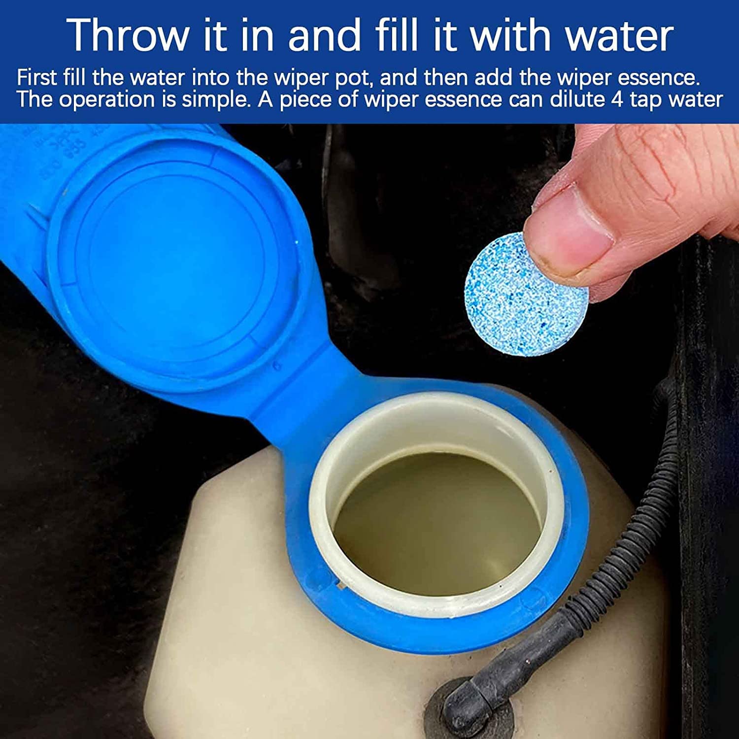 200PCS Glass & Window Cleaning Tablets for Home, Car Windshield - Concentrated Washer Fluid Tablets, Solid Wiper Cleaner for Auto & Household Use | Perfect for Streak-Free Windows, Mirrors, and Glass Surfaces