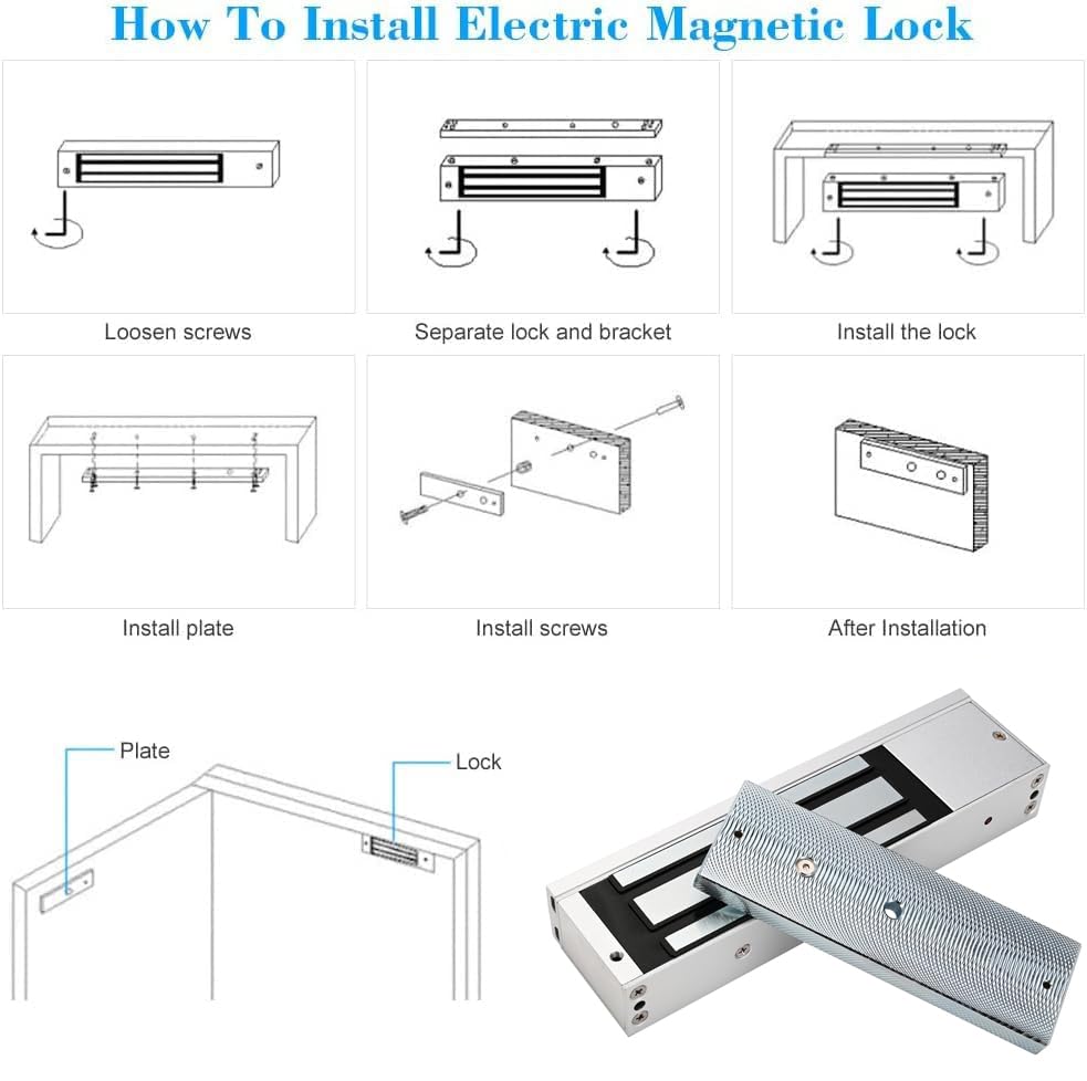 500KG/1200LBS Heavy Duty Electric Magnetic Lock - 12V Fail Safe NC Mode Electromagnetic Lock for Single Door Access Control System | Ideal for Offices, Homes & Security Gates