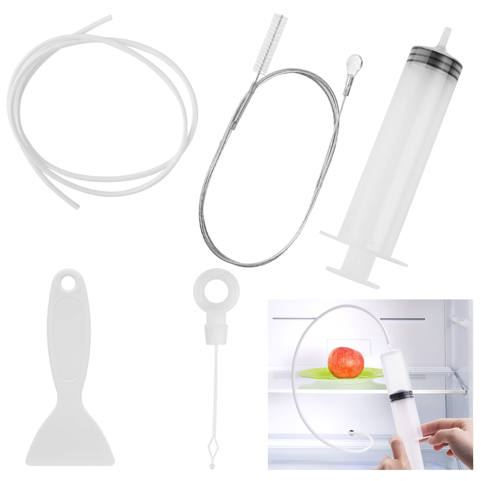 Vaktop 5-Piece Refrigerator Drain Cleaning Kit - Reusable Fridge Drain Hole Brush & Pipe Cleaner Tool Set for Efficient Refrigerator Maintenance - Perfect for Kitchen Appliance Cleaning & Drain Unclogging