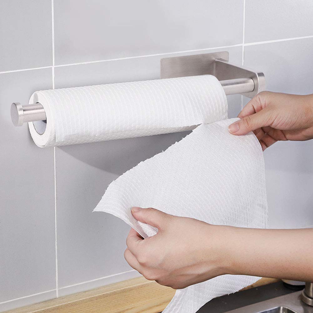 304 Stainless Steel Self-Adhesive Toilet Paper Holder - No Drilling Required for Bathroom, Hotel & Public Places (31x12x4.5cm) - Durable & Rustproof Bathroom Organizer for Space-Saving Convenience