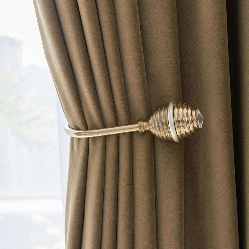 Luxury Plush Plain Velvet Curtains for Living Room & Bedroom - Light Brown Blackout Drapes for Home Decor & Noise Reduction
