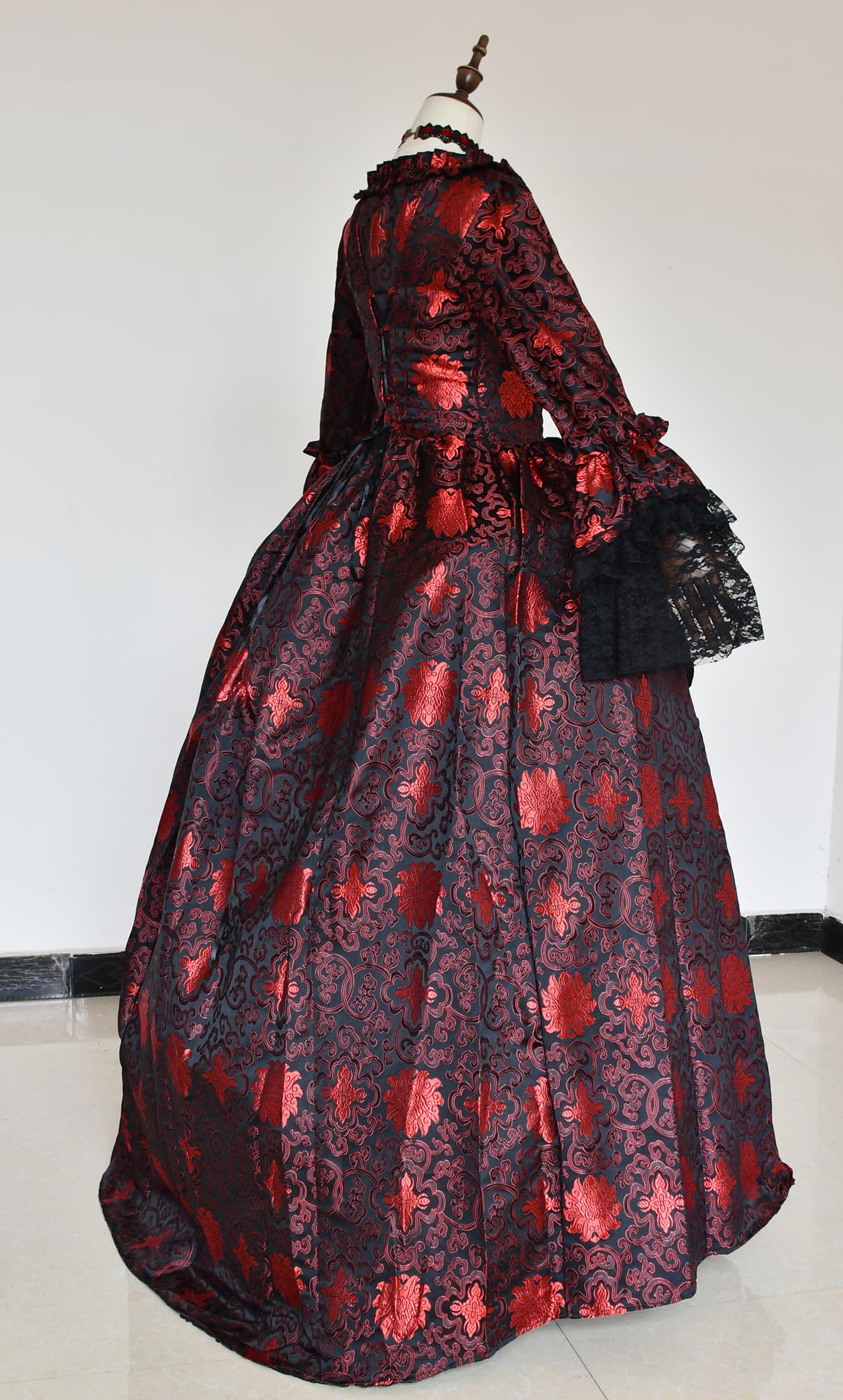 Victorian Ball Gown for Women - Elegant Long Sleeve Party Dress with Rococo Details | Perfect for Masquerade Balls, Costume Parties & Historical Reenactments