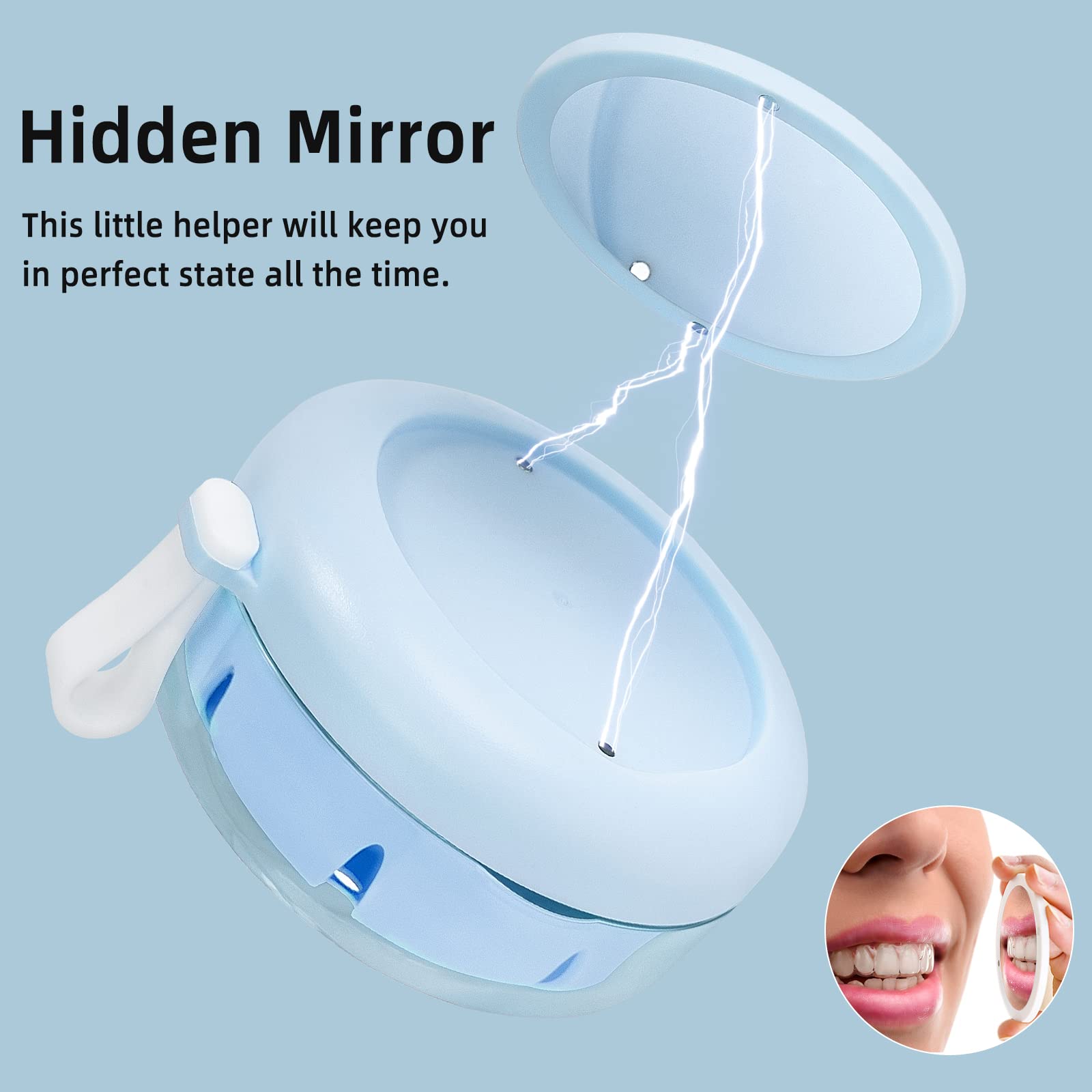 Leak Proof Denture Cup Kit for Travel - Retainer Case with Brush & Mirror for Denture Care