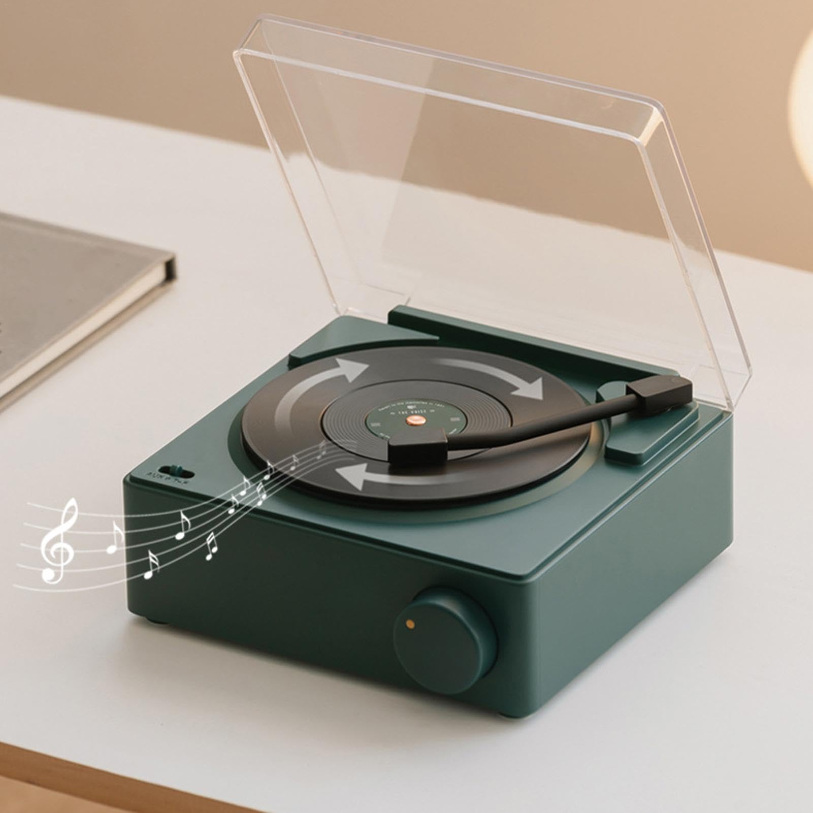 Joberio Wireless Record Player with Built-in Speakers, Alarm Clock & Bluetooth Connectivity | Portable Turntable for Home, Travel, Yard & Outdoor Activities