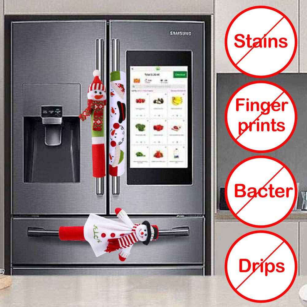 OurWarm 3D Cute Snowman Refrigerator Handle Covers Set of 4 - Festive Kitchen Appliance Decor for Christmas - Perfect for Holiday Home Decor & Gift Giving