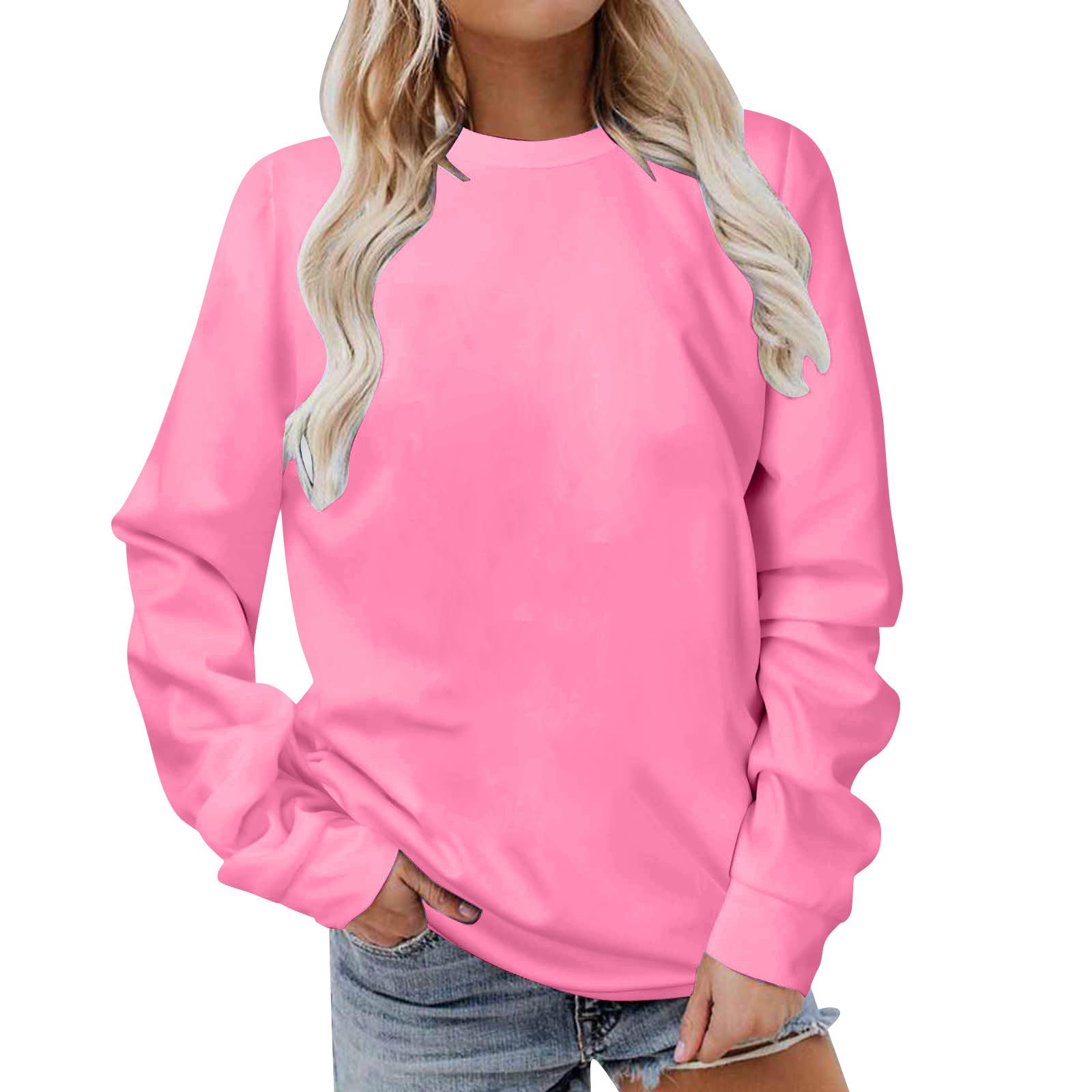 Trendy Women's Oversized Crewneck Sweatshirt - Soft Solid Color Winter Pullover Tunic Top 2025 | Warm Casual Wear for Fall & Winter Fashion