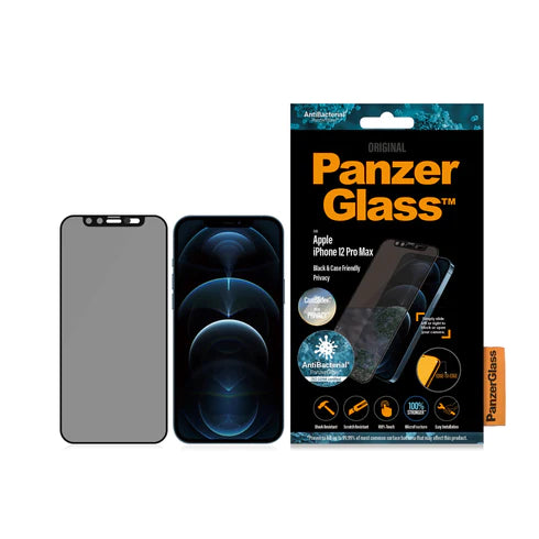 PanzerGlass Privacy CamSlider CF Screen Protector for iPhone 12 Pro Max - Anti-Spy Tempered Glass, Black | Perfect for Office, Travel & Secure Mobile Use