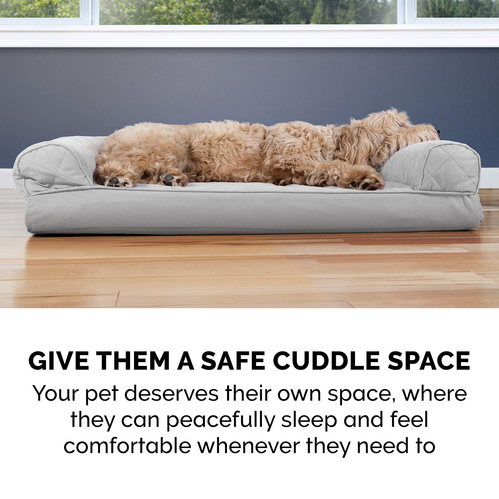 Furhaven Cooling Gel Dog Bed for Large Dogs - XXL Orthopedic Pet Sofa with Removable Bolsters & Washable Cover - Supports Up to 125 lbs - Silver Gray - Perfect for Hot Weather & Joint Pain Relief - Ideal for Living Room, Bedroom or Kennel Use