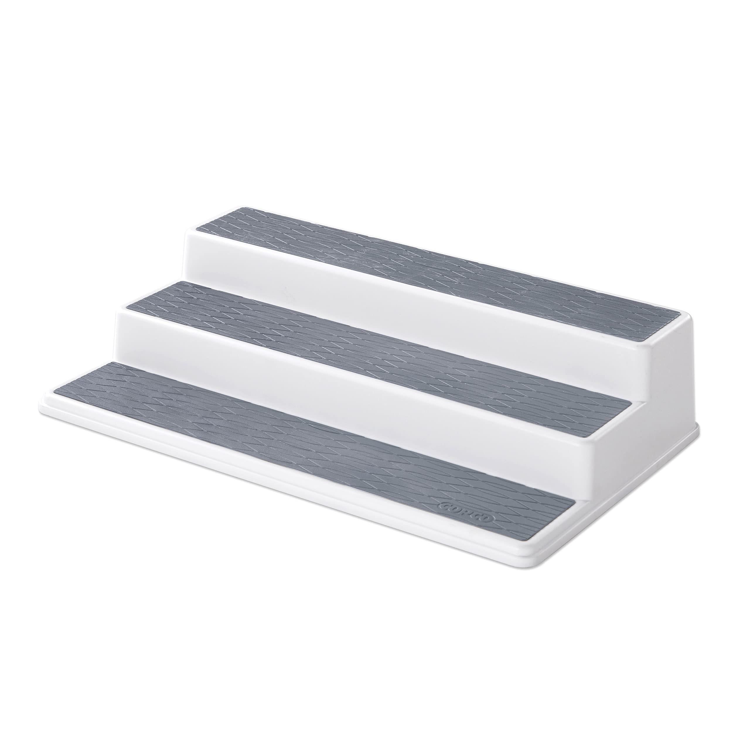 Copco Non-Skid 3-Tier Spice Pantry Organizer - 15-Inch Durable Gray Shelf for Kitchen Cabinet & Countertop Storage - Perfect for Organizing Spices, Jars & Small Kitchen Essentials