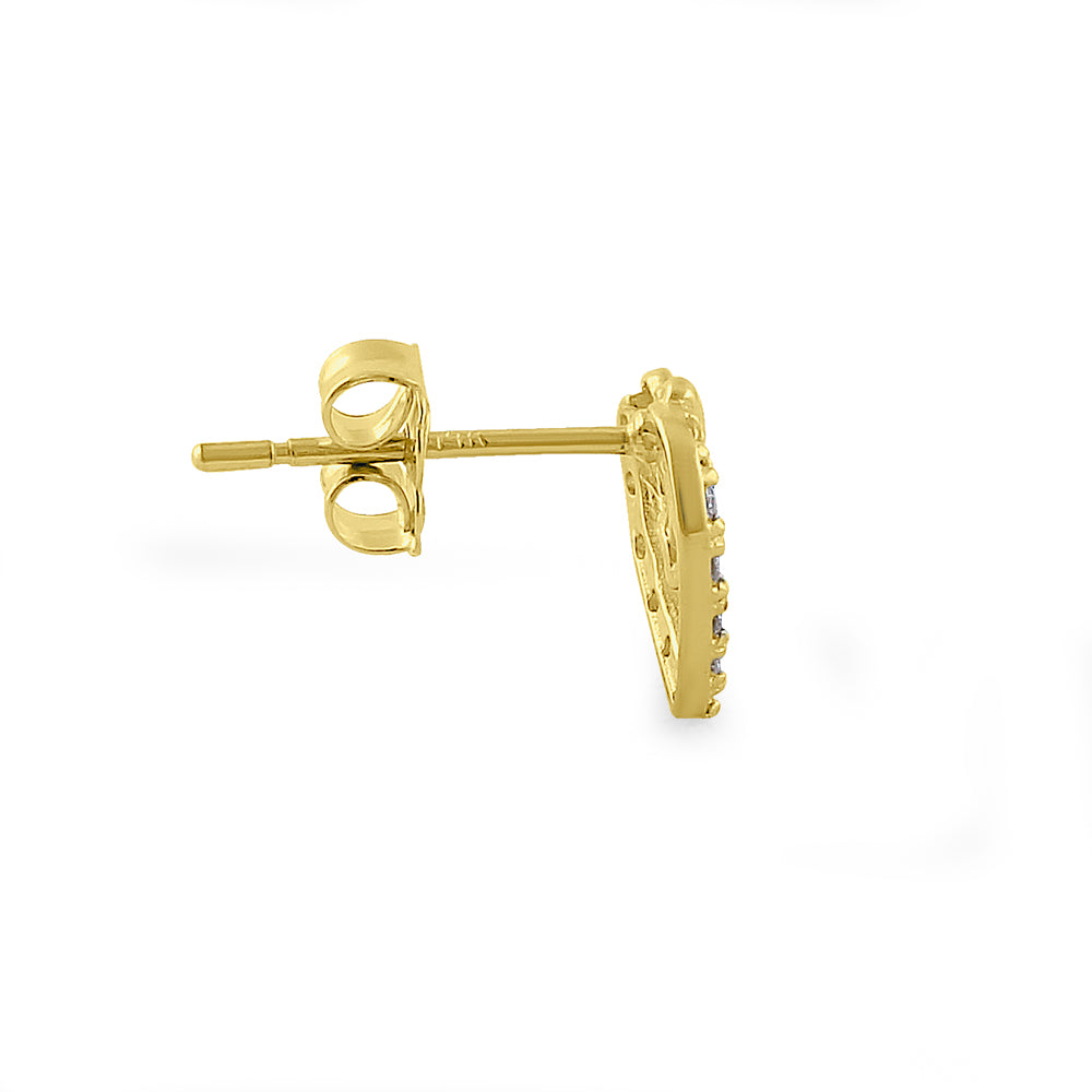 14K Yellow Gold Ribbon & Heart Diamond Earrings for Women - Elegant Dangle Drop Earrings for Valentine's Day, Anniversary, Wedding & Special Occasions