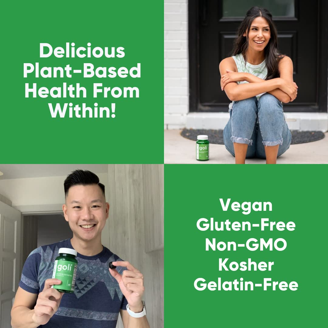 Goli SuperGreen Vitamin Gummy - 180 Count - Plant-Based Vegan Gummies with Essential Vitamins & Minerals - Gluten-Free, Gelatin-Free - Supports Immunity & Digestion - Perfect for Daily Health & Wellness Routine