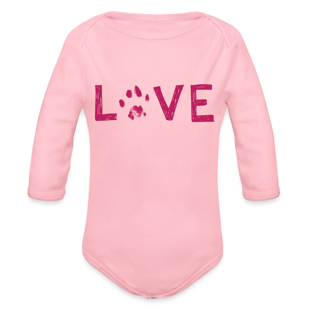 Organic Long Sleeve Baby Bodysuit with Adorable Pawprint Design - Soft & Comfortable Infant Onesie for Newborns & Toddlers - Perfect for Playtime, Family Photos & Everyday Wear