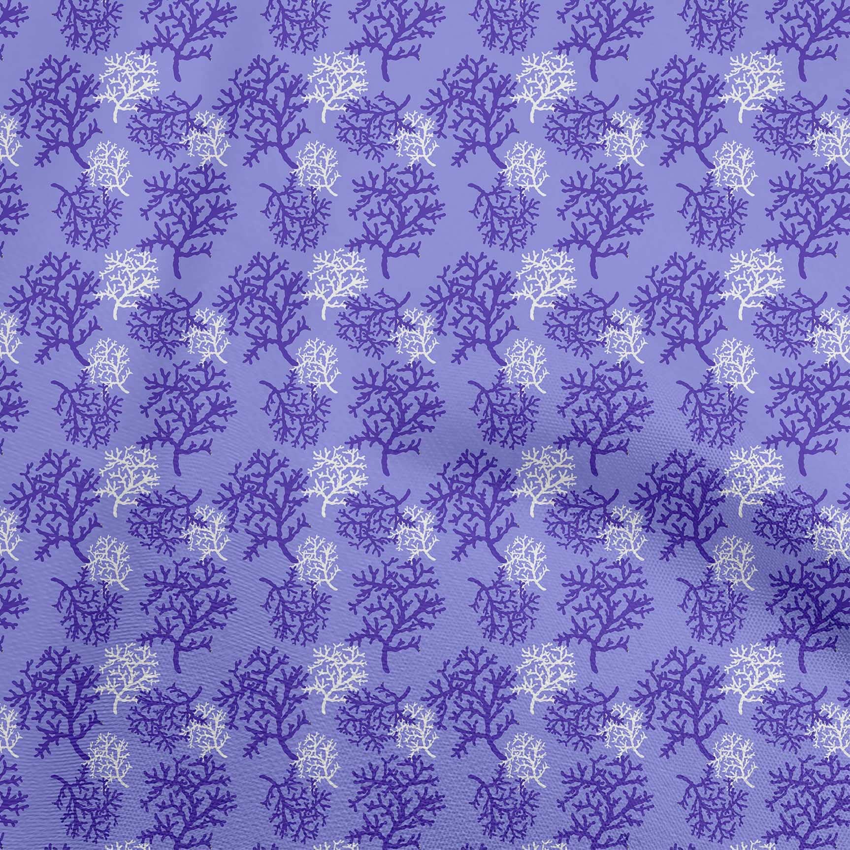 oneOone Velvet Blue Fabric - Ocean Underwater Plant Print DIY Sewing Material by The Yard, 58 Inch Wide for Clothing, Home Decor & Craft Projects