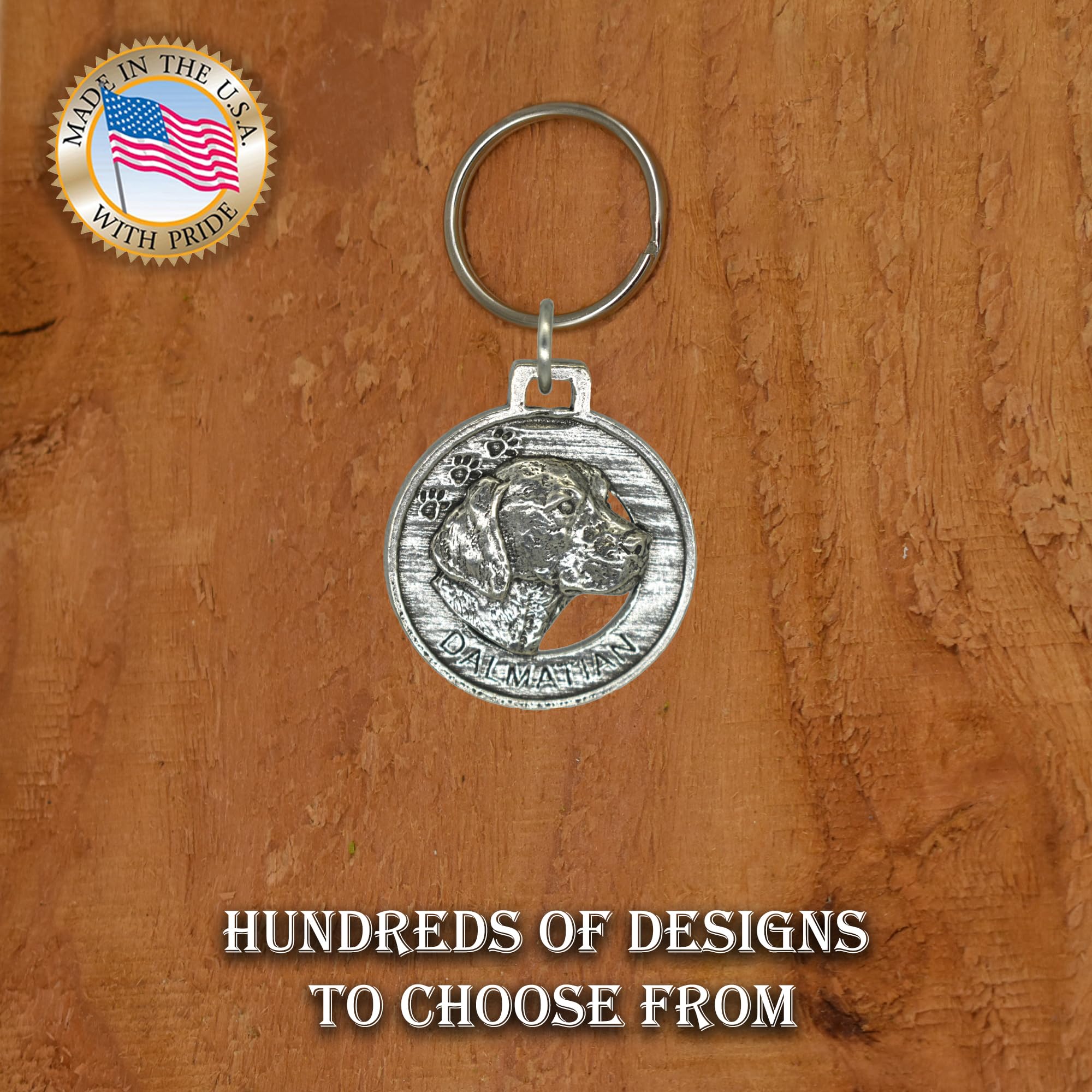 Handmade Pewter Dalmatian Dog Keychain - USA Made Pet Key Ring, Metal Key Fob, Gift Tag (1.5 Inch) - Perfect for Pet Lovers, Key Organization & Unique Gifts | Over 90 Dog Breed Keychains Available