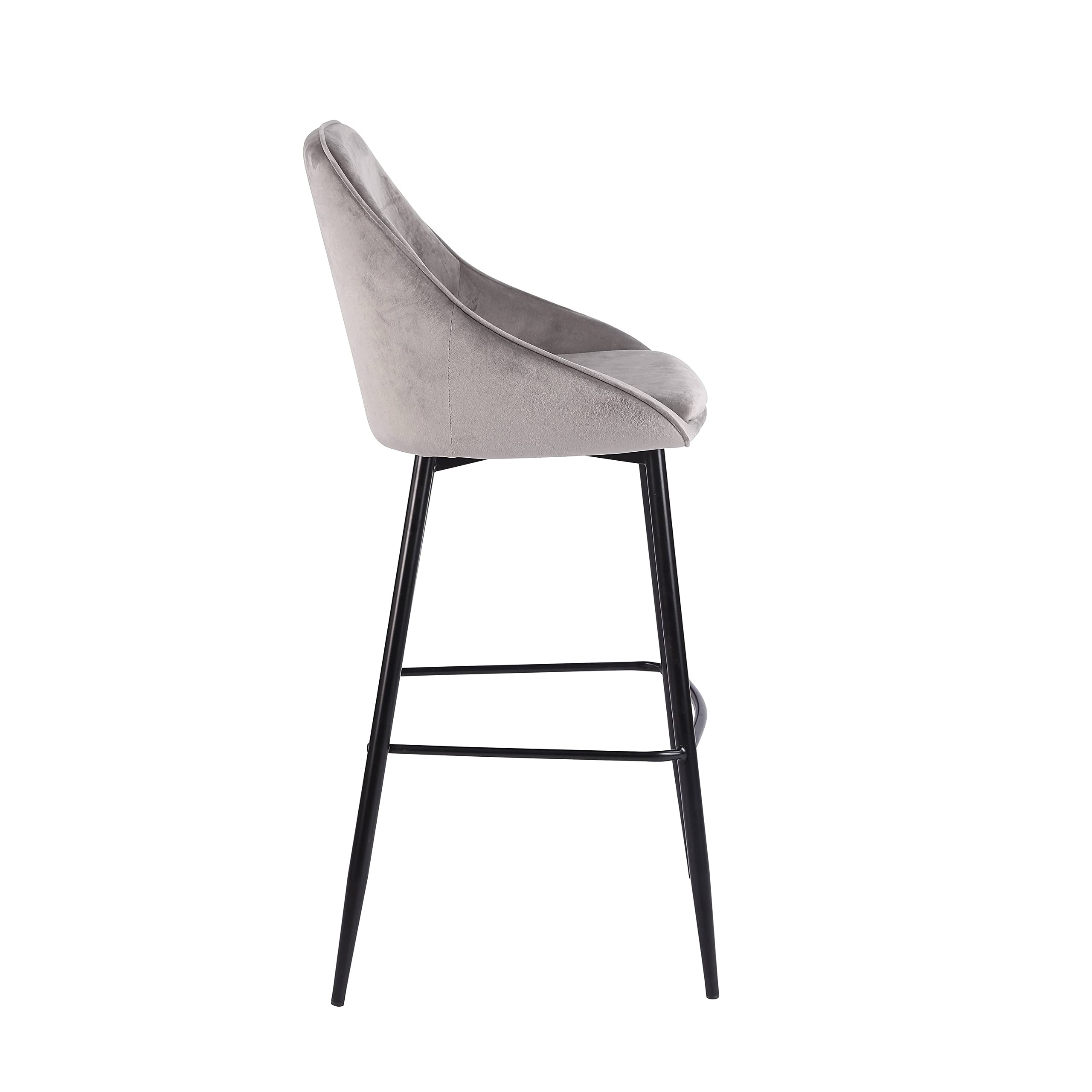 Porthos Home Ugo Bar Stools Set of 2 - Low Back Armrest Bar Chairs with Soft Velvet Upholstery & Sturdy Iron Legs - Comfortable Counter Height Stools with Footrest - Perfect for Kitchen Island, Breakfast Nook, and Home Bar Decor