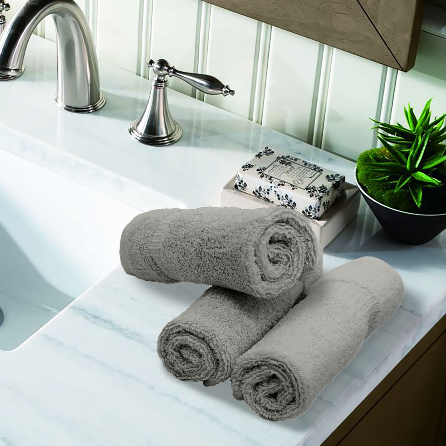 Premium 100% Turkish Cotton 700 GSM Luxury Washcloth Set - Soft Spa & Hotel Quality Bath Towels for Face, Body & Makeup Removal (13