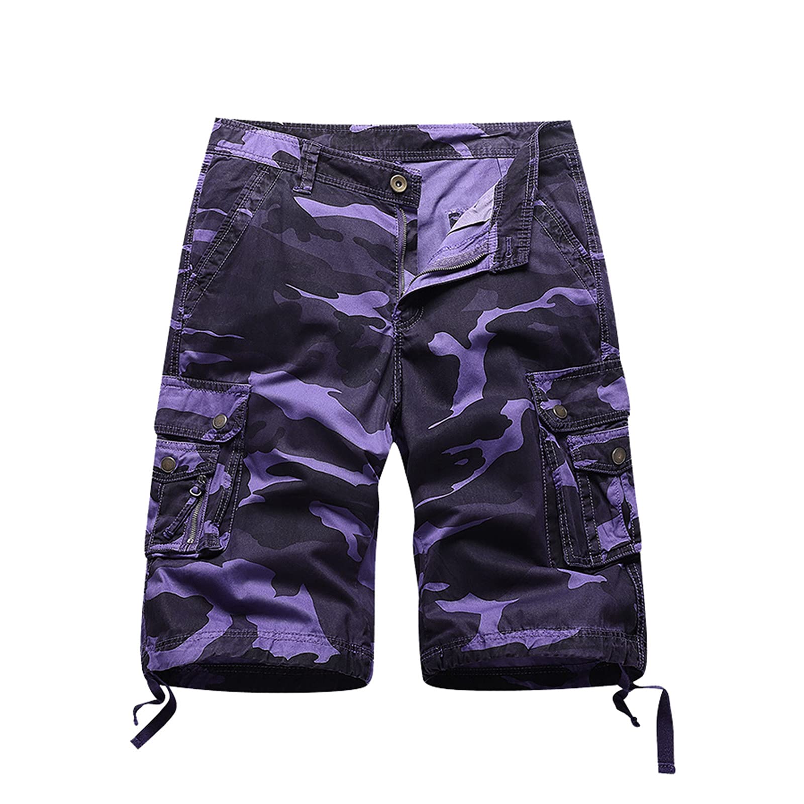 Men's Cargo Pants with Camouflage Print & Multi-Pockets - Comfortable Casual Shorts for Outdoor, Hiking & Streetwear Fashion