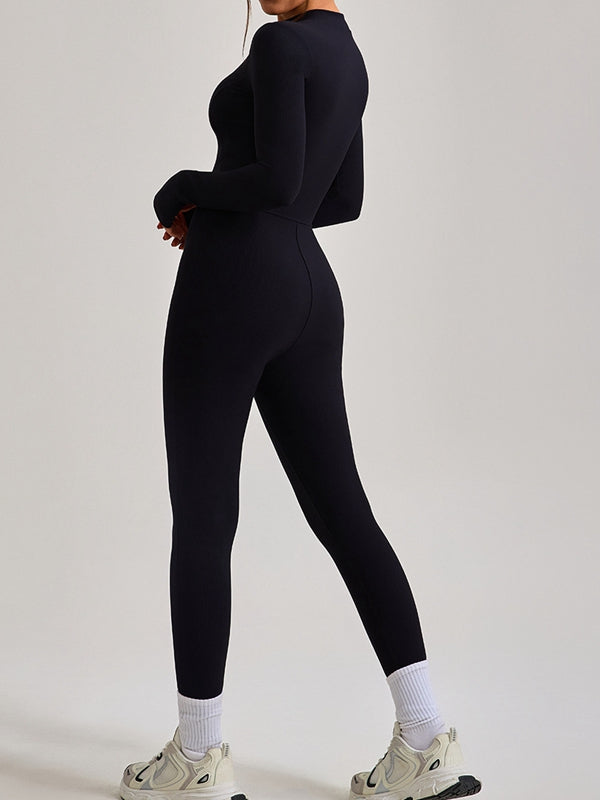 ZASUWA Women's Zipper Ribbed Jumpsuit - Stylish Stretch Romper for Casual Outings, Night Out & Everyday Wear