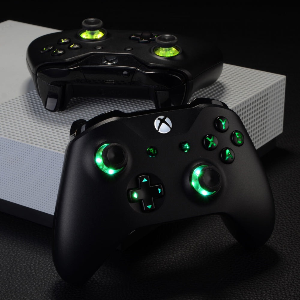 eXtremeRate Multi-Color LED Illuminated Buttons DTF LED Kit for Xbox One Standard & Xbox One X/S Controller - Black | Enhance Gaming Experience with Custom Lighting Effects