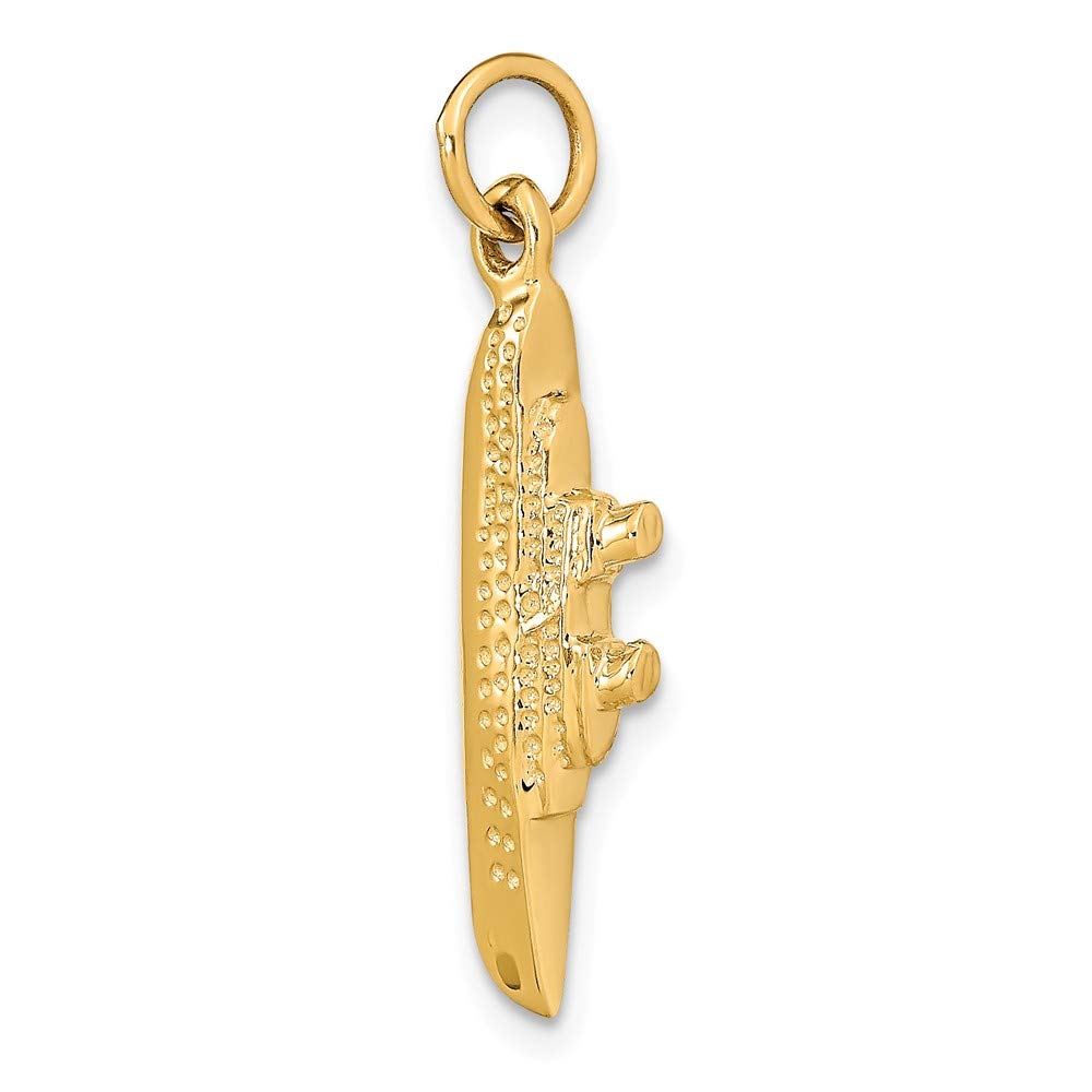 14K Solid Yellow Gold Cruise Ship Charm - 3D Polished Pendant for Necklace, Bracelet & Jewelry Making - Perfect for Travel Lovers & Nautical Theme Gifts