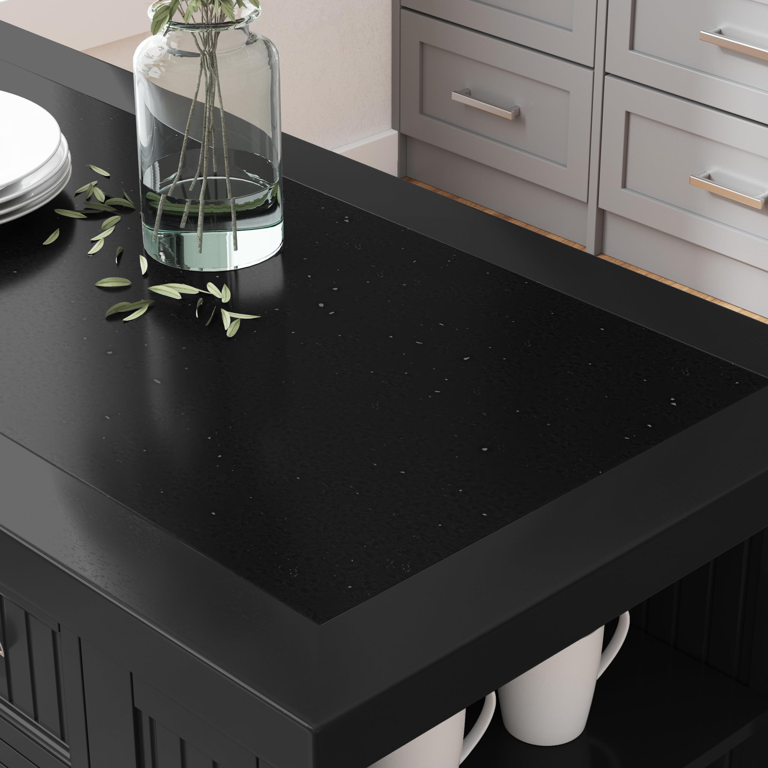 Homestyles Nantucket Kitchen Island in Black - Stylish Kitchen Cart with Storage for Small Spaces | Perfect for Meal Prep, Entertaining & Extra Counter Space
