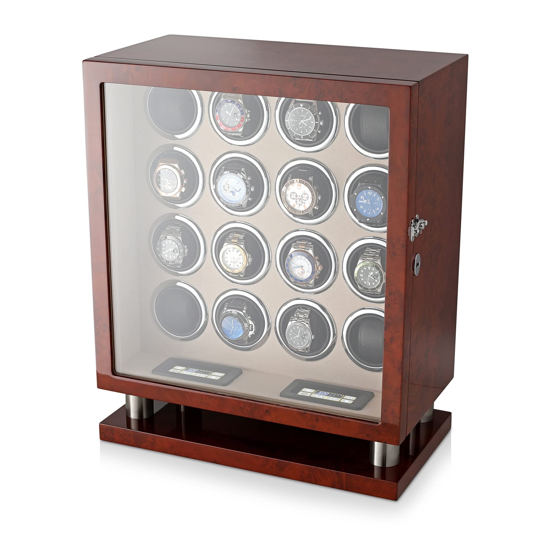 16 Automatic Watch Winder with LED Backlight & LCD Touchscreen - Luxury Watch Storage & Display Case for Automatic Watches - Perfect for Watch Collectors, Enthusiasts & Jewelry Organization