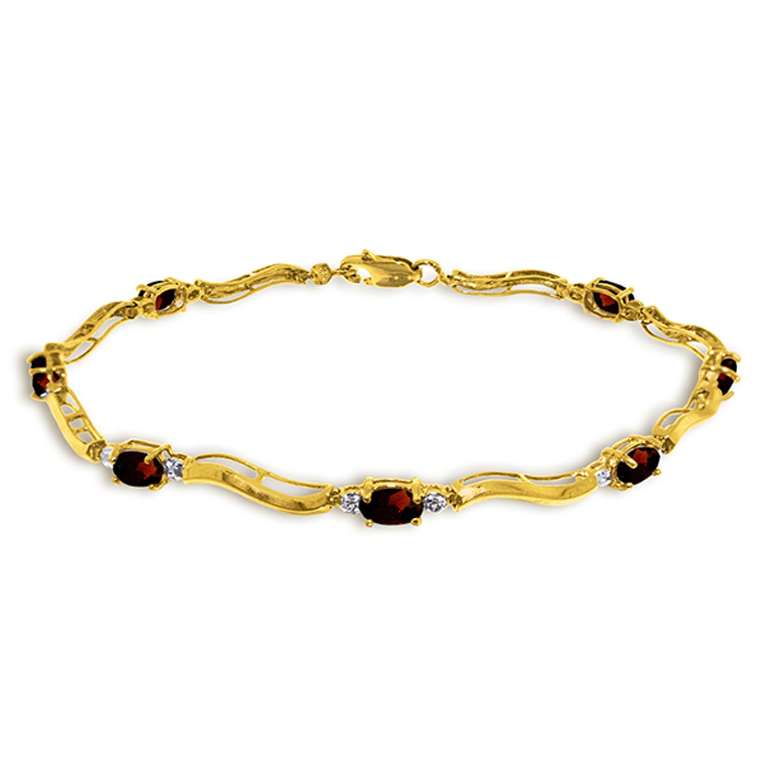 14K Solid Gold Tennis Bracelet with 2.01 CTW Diamonds & Garnets | Elegant Jewelry for Women | Perfect for Weddings, Parties & Special Occasions