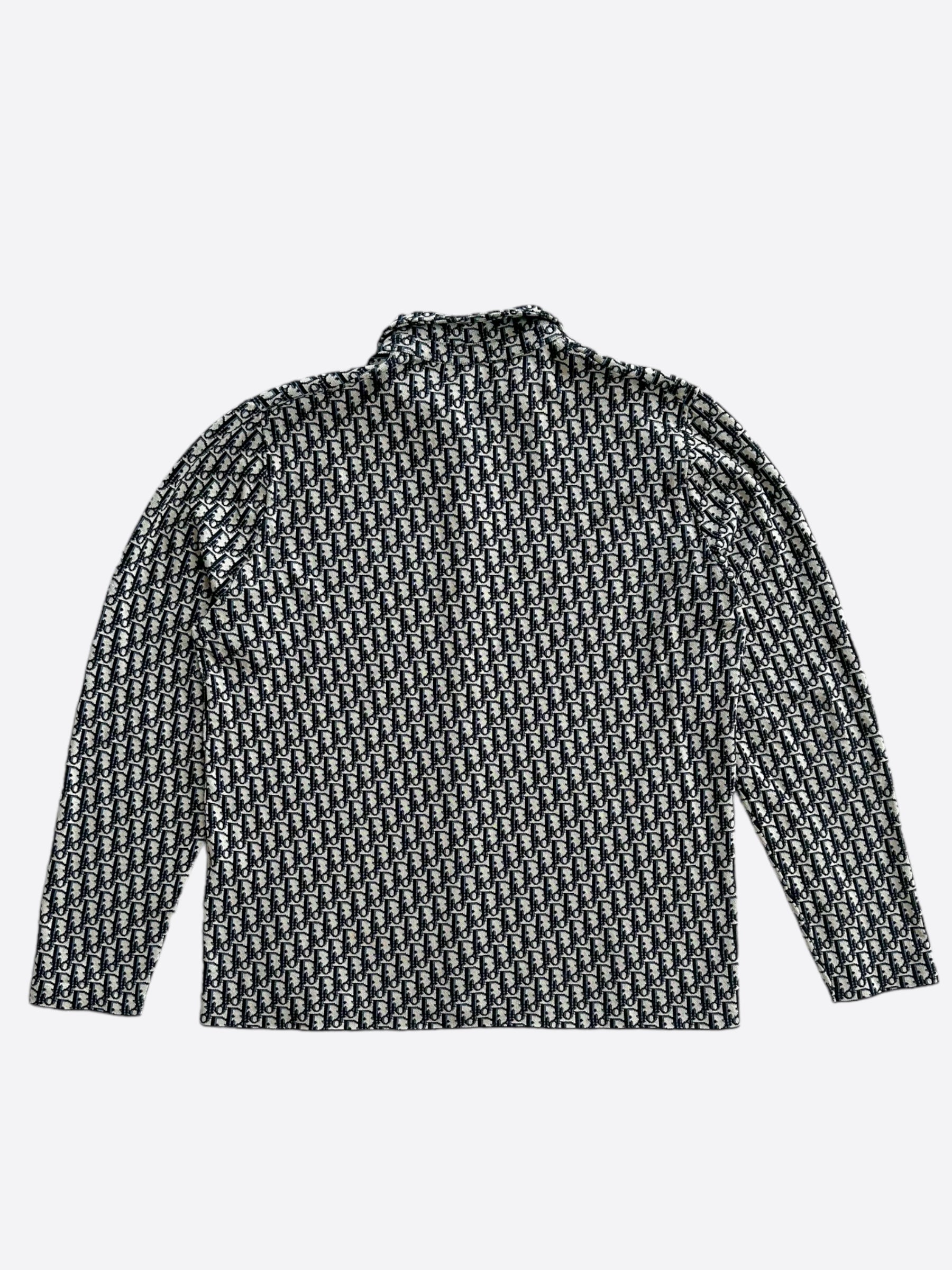 Dior Beige & Blue Oblique Button Up Shirt for Men - Stylish Casual & Business Wear | Perfect for Office, Date Night & Special Occasions