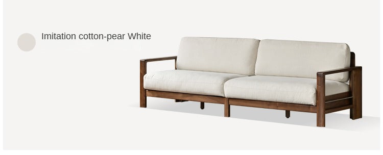 Black Walnut Solid Wood Modern Straight Sofa - Contemporary Fabric Upholstery for Living Room, Lounge & Office Spaces