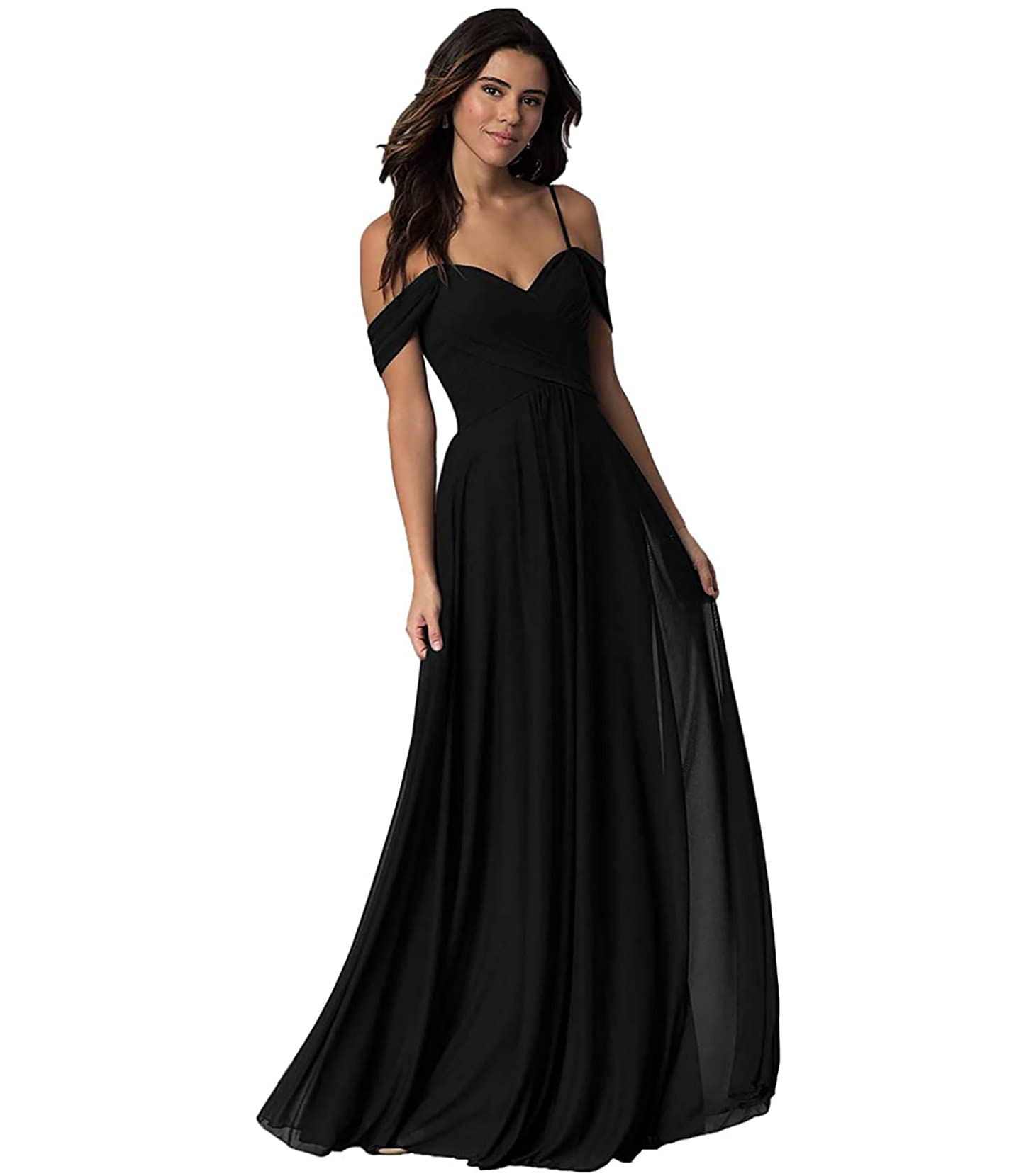 Elegant Off Shoulder Chiffon Bridesmaid Dress for Wedding, Formal Party Gown - Perfect for Bridal Showers, Receptions & Special Occasions