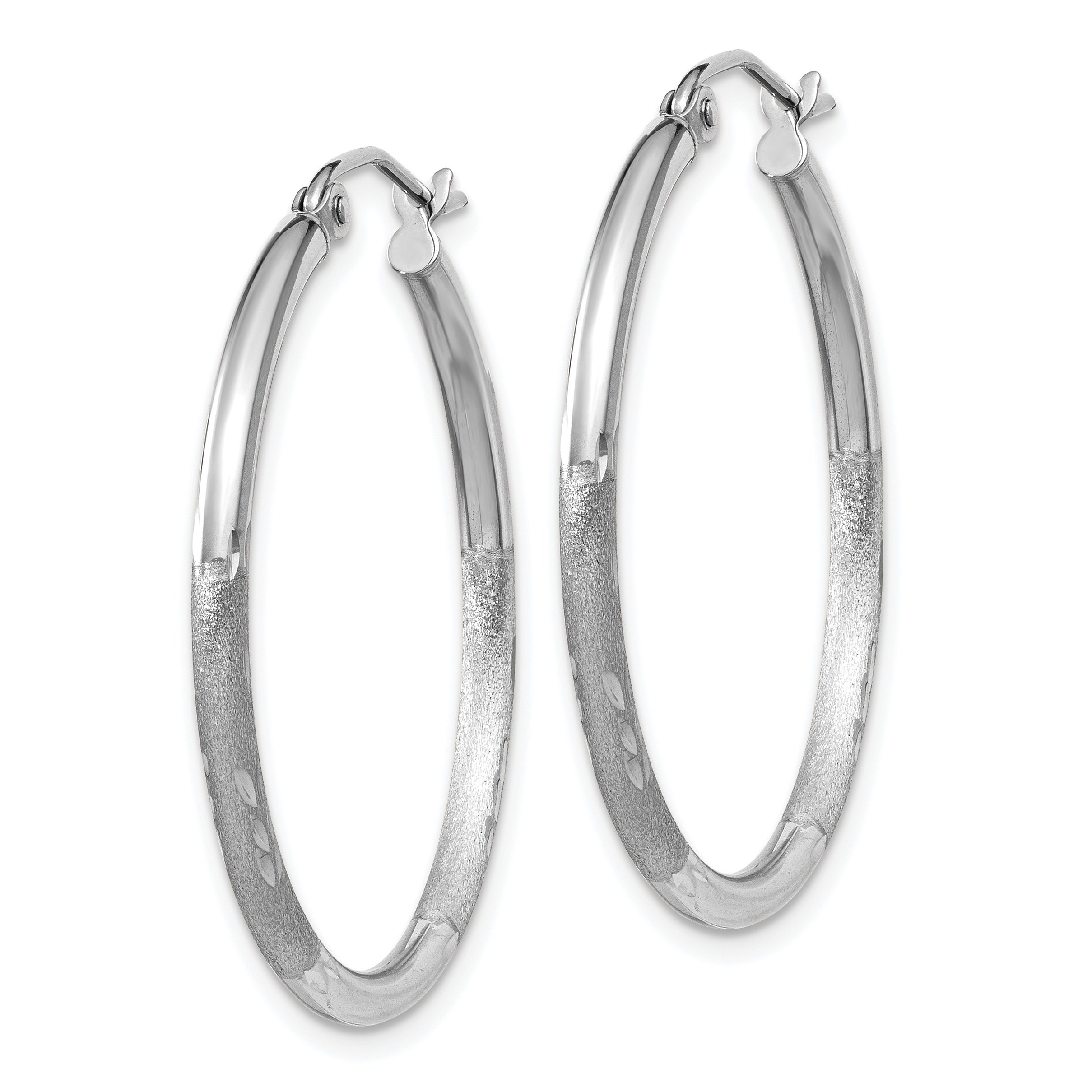 14K Solid White Gold 2mm Round Medium Hoop Earrings for Women - Classic Everyday Jewelry for Work, Date Night & Special Occasions