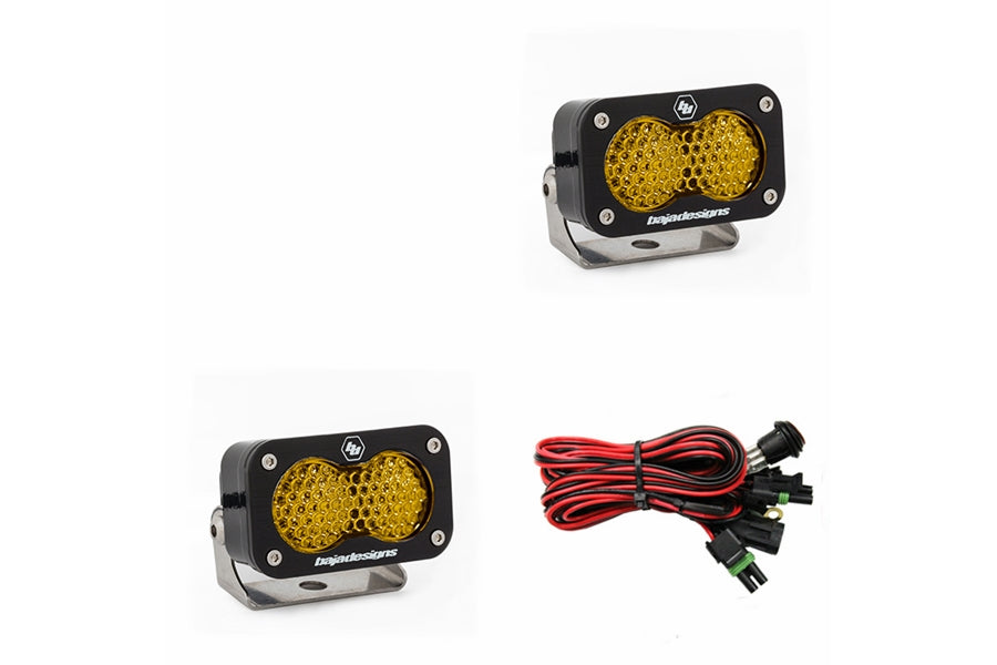 Baja Designs S2 Pro Flood LED Lights - Amber Pair for Off-Road Vehicles, ATV, UTV & Trucks - High Performance Waterproof Driving Lights for Night Adventures & Outdoor Exploration