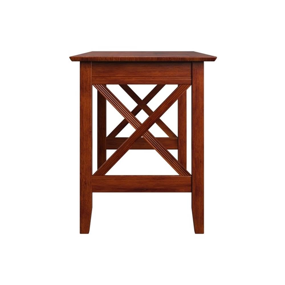 Pemberly Row Solid Wood Writing Desk in Walnut - Home Office Desk with Drawers, Modern Study Desk for Small Spaces, Perfect for Remote Work & Online Learning