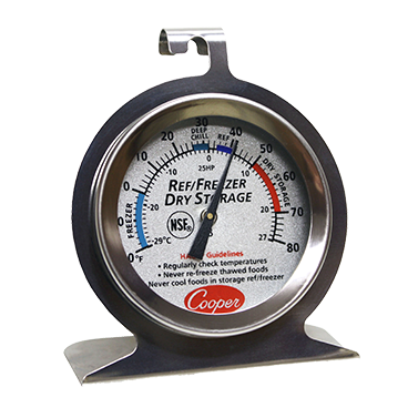Cooper Atkins Fridge & Freezer Dial Thermometer -20°F to 80°F (-29°C to 27°C) for Food Safety, Refrigerator & Freezer Temperature Monitoring - Perfect for Home, Restaurant, and Commercial Kitchen Use
