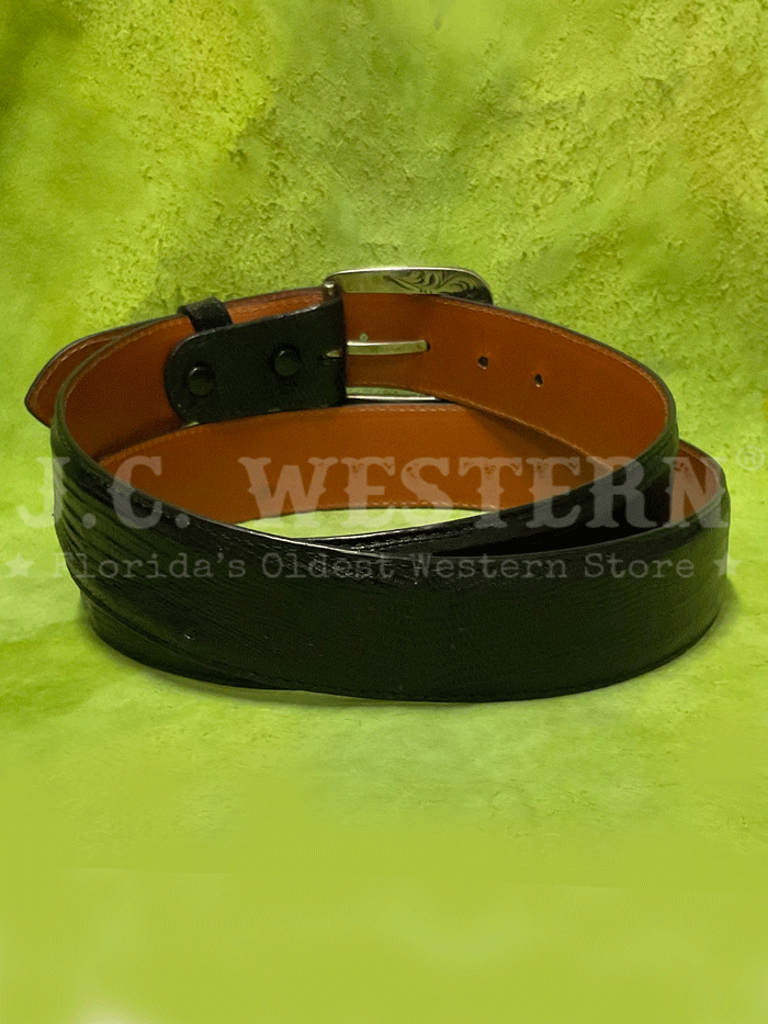 Lucchese W8011 Men's Classic Lizard Western Belt - Genuine Leather Dress Belt for Cowboy Boots & Western Wear - Black