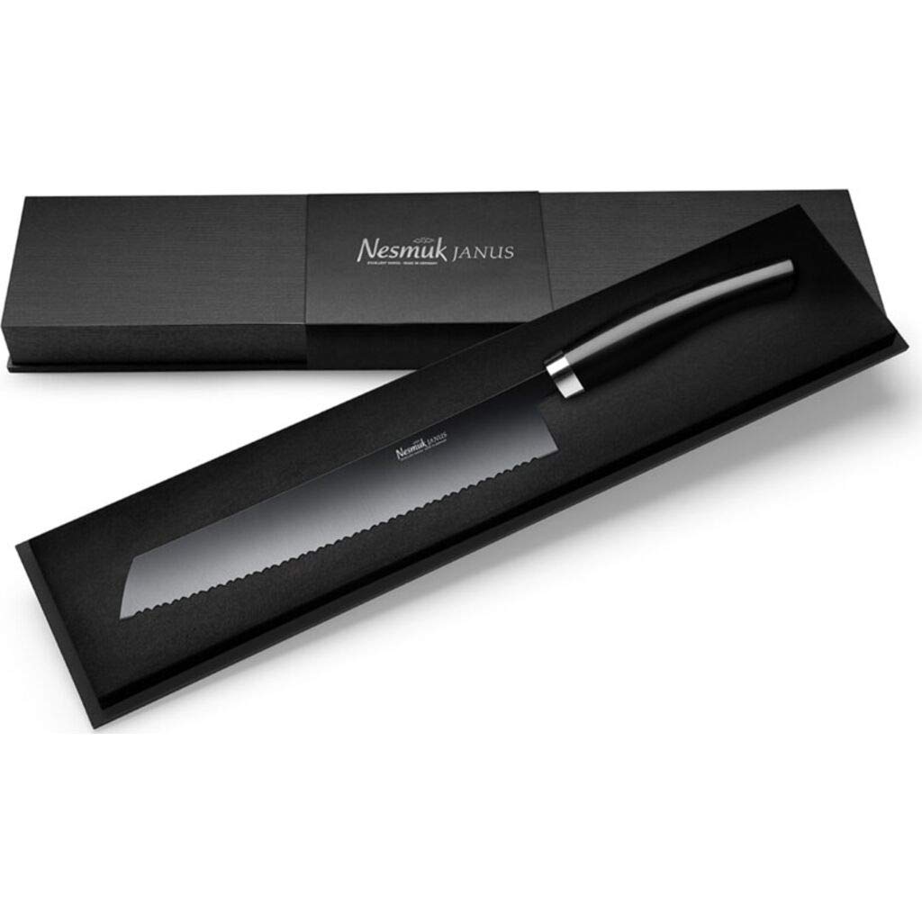 Janus Premium Bread Knife - Juma Black Stainless Steel Blade for Slicing Bread, Cake, and Pastries - Perfect for Home Baking, Restaurants, and Professional Kitchens